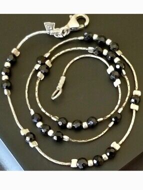 Silpada oxidized .925 sterling silver black onyx station necklace